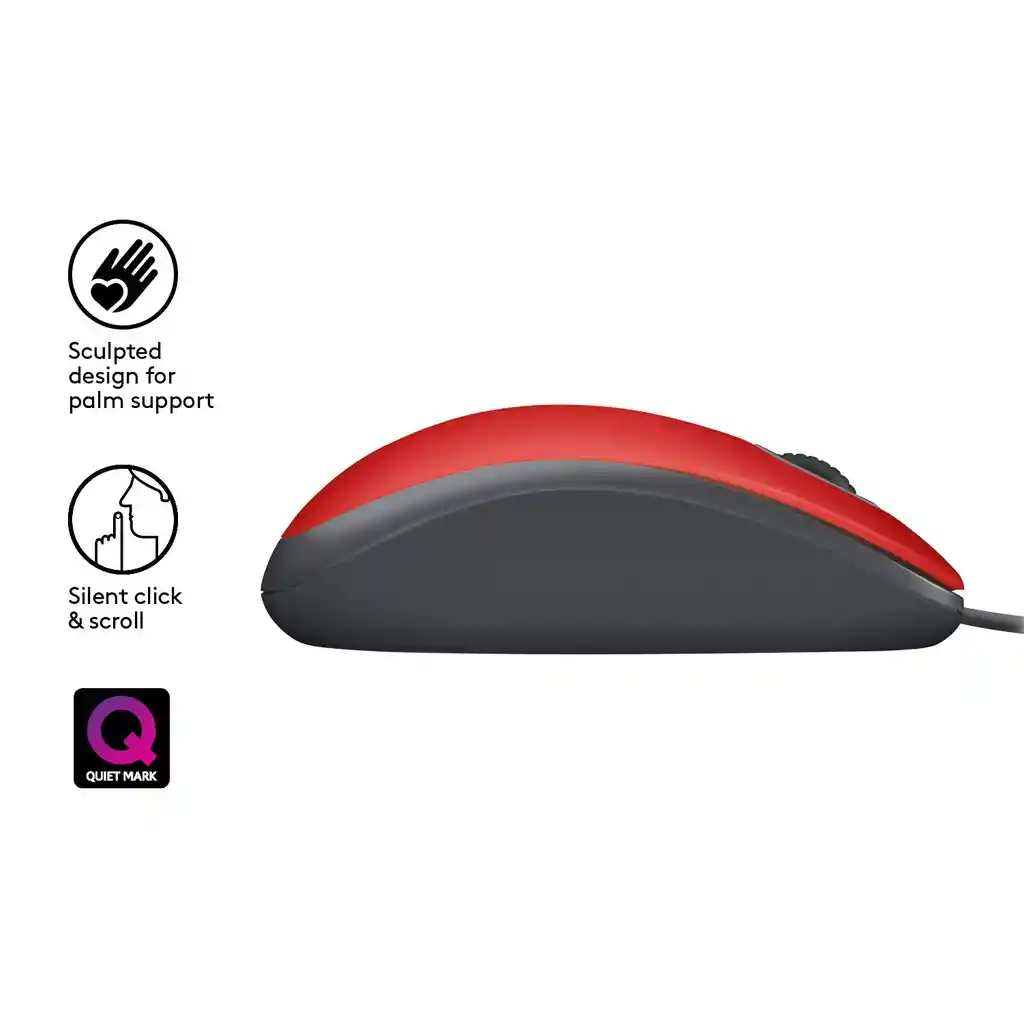 Logitech M110 Silent Mouse Usb Clics 90% Más Silenciosos Rojo