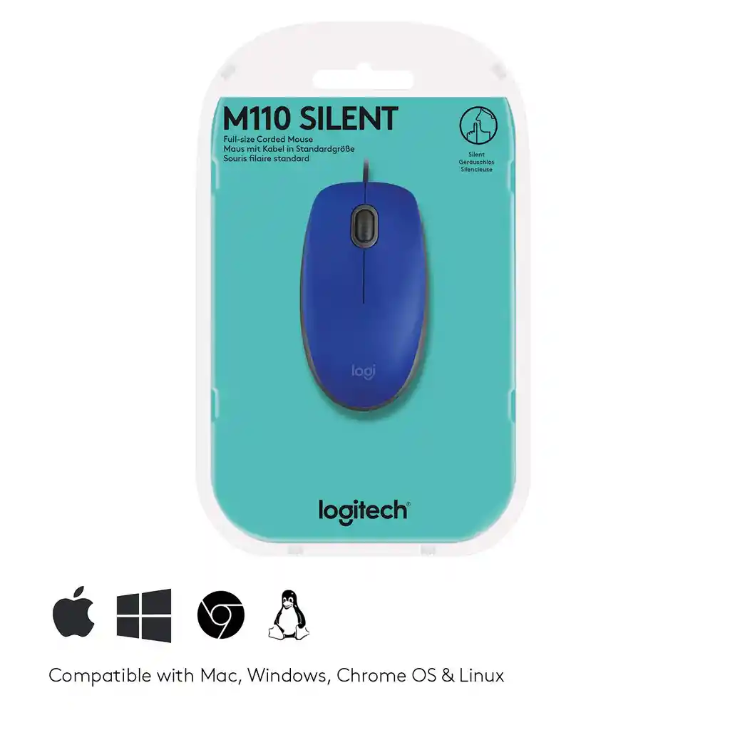 Logitech M110 Silent Mouse Usb Clics 90% Más Silenciosos Azul