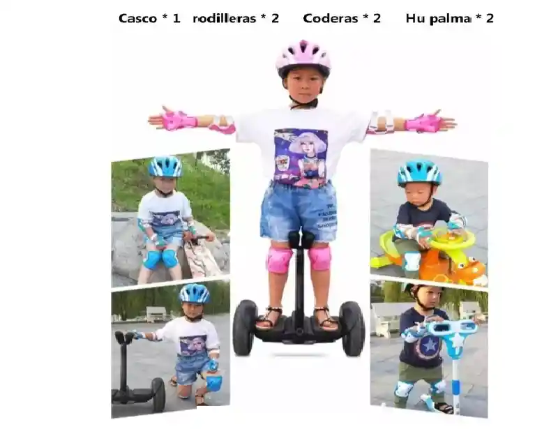 Kit De Protección Casco Rodilleras Coderas Manos Niños