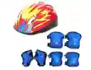 Kit De Protección Casco Rodilleras Coderas Manos Niños