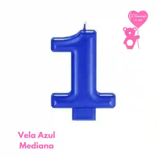 Vela Azul Numero 1 Cumpleaños