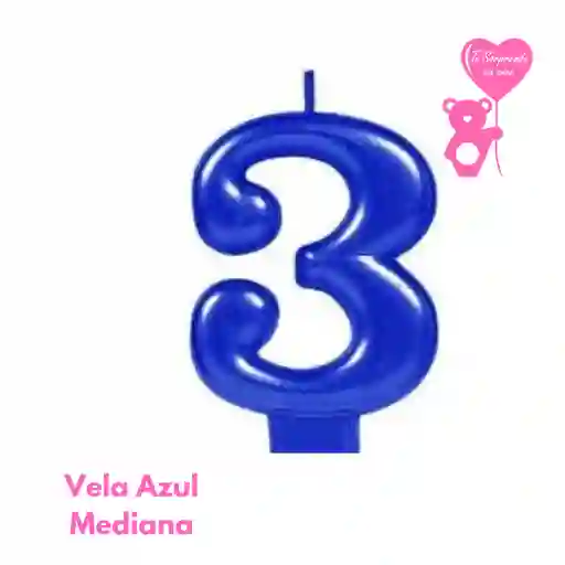 Vela Azul Numero 3 Cumpleaños