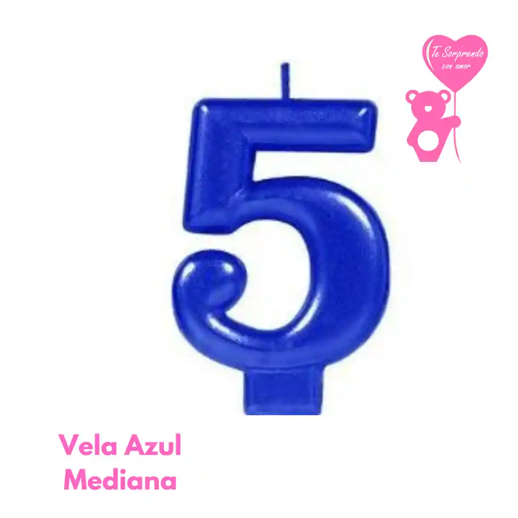 Vela Azul Numero 5 Cumpleaños