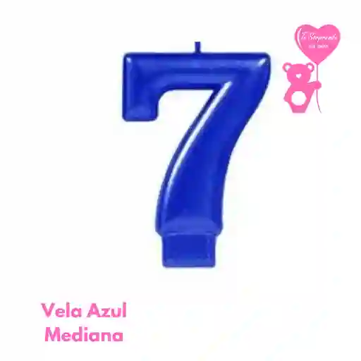Vela Azul Numero 7 Cumpleaños