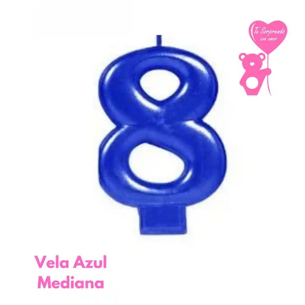 Vela Azul Numero 8 Cumpleaños