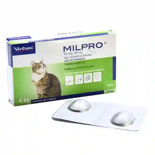 Milpro Desparasitante X Unidad X Pasta Antiparasitario Para Gatos Unidad Cada Pasta 4 A 8 Kg / Media Tableta 2 A 4 Kg Gatos