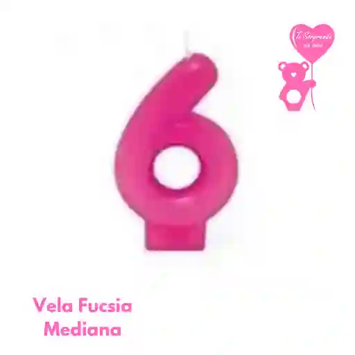 Vela Fucsia Numero 6 Cumpleaños