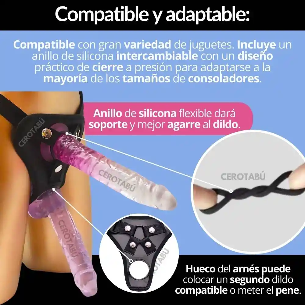 Arnes Universal Ajustable Doble Dildo Anal Y Vaginal Unisex