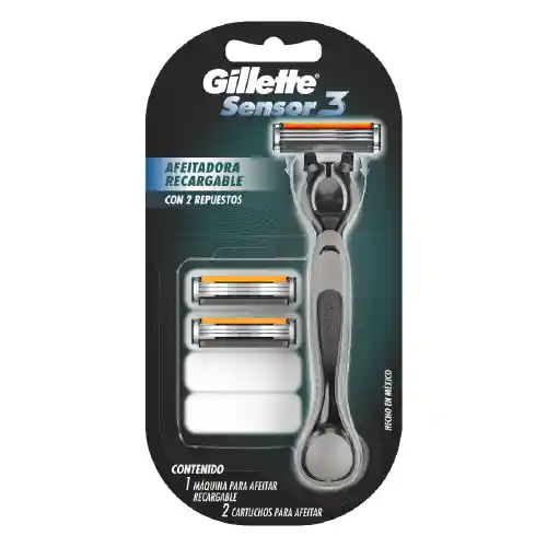 Gillette Afeitadora Recargable Mango + 2 Repuestos