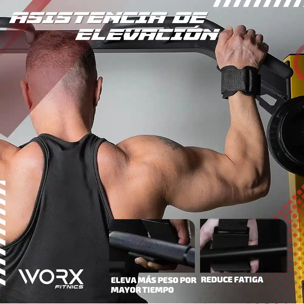 Muñequeras Gancho Levantamiento Pesas Worx Gym Gimnasio X2