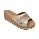 Calzado Zapato Mujer Casual Sandalia Dama Karla Chacon Monica Dorado 40