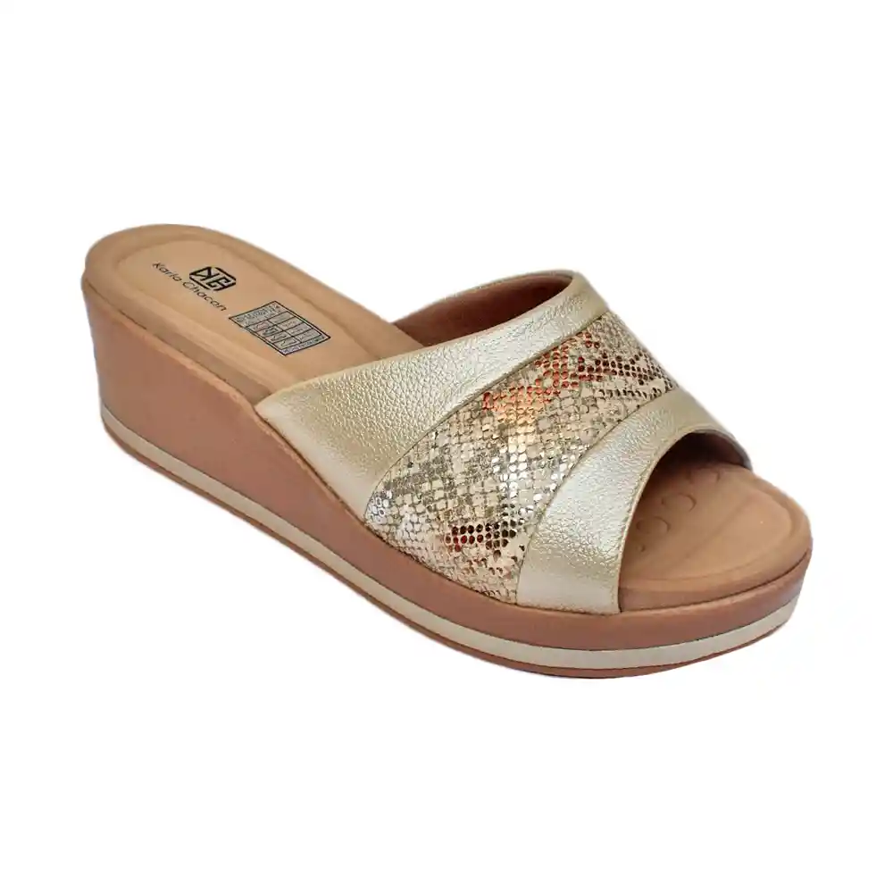 Calzado Zapato Mujer Casual Sandalia Dama Karla Chacon Monica Dorado 40