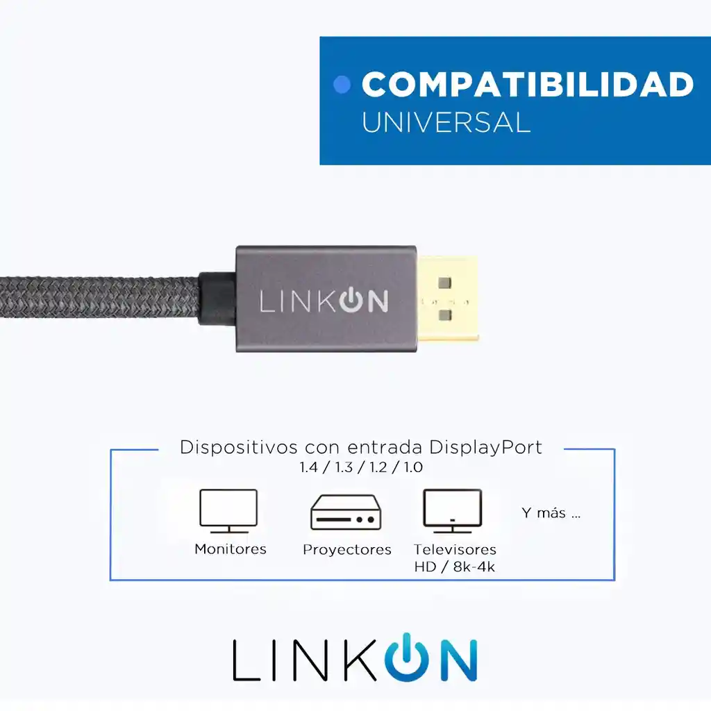 Cable Displayport 8k (8k 60hz / 4k 144hz/ 2k 165hz) V1.4 2mt