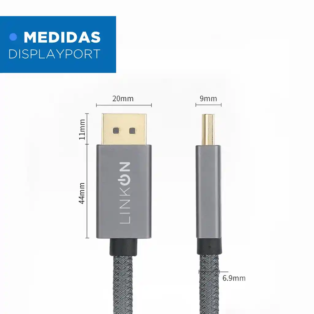 Cable Displayport 8k (8k 60hz / 4k 144hz/ 2k 165hz) V1.4 2mt