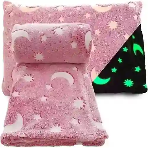 Cobija Magica Luminosa De Estrellas Rosada