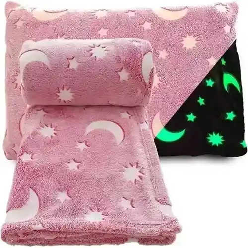 Cobija Magica Luminosa De Estrellas Rosada
