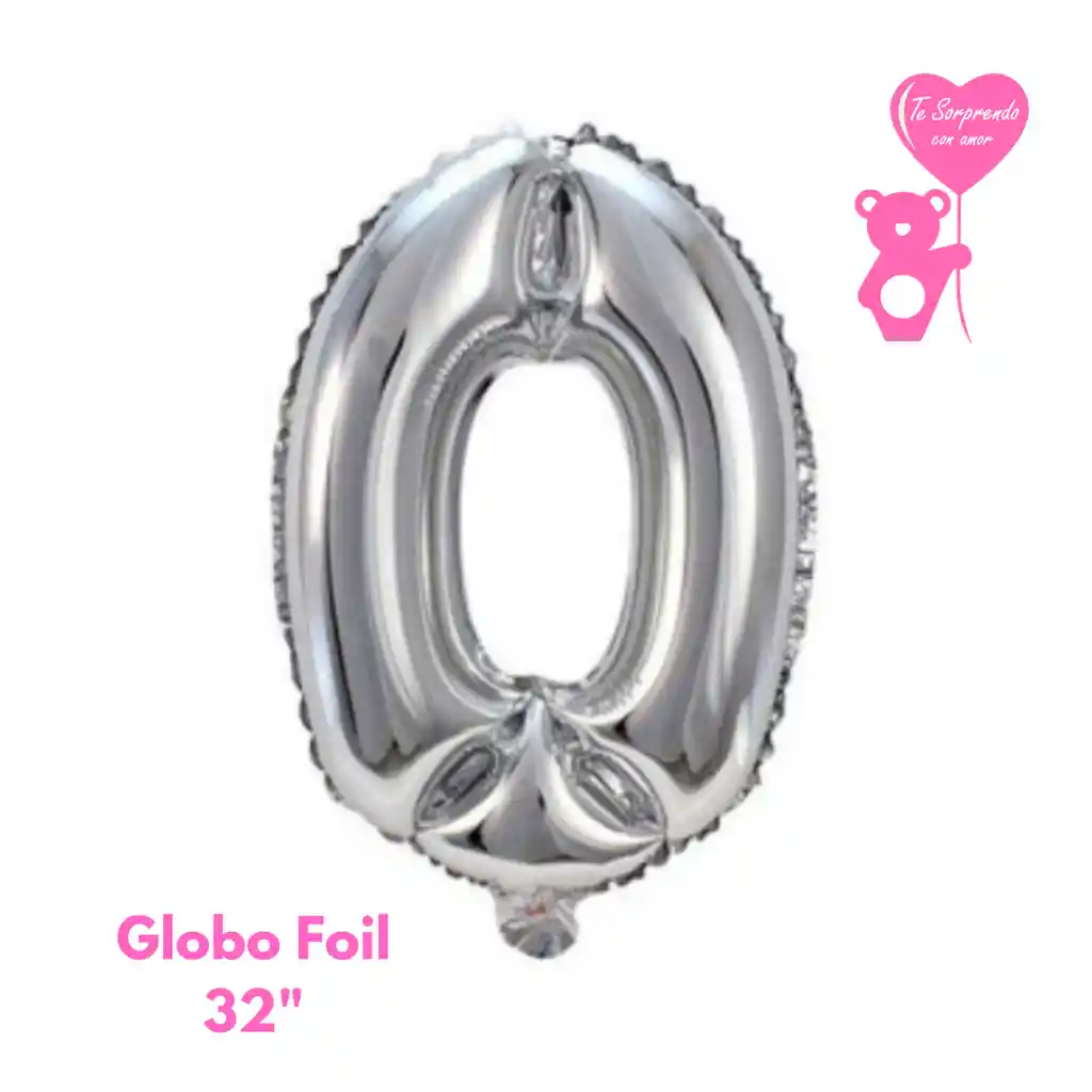 Globo Foil Numero 0 32" Plata Metalizado