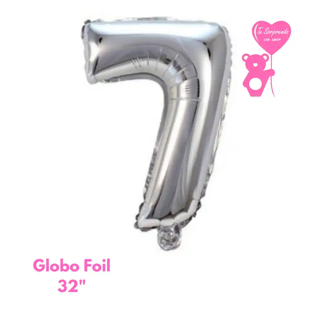 Globo Foil Numero 7 32" Plateado Metalizado