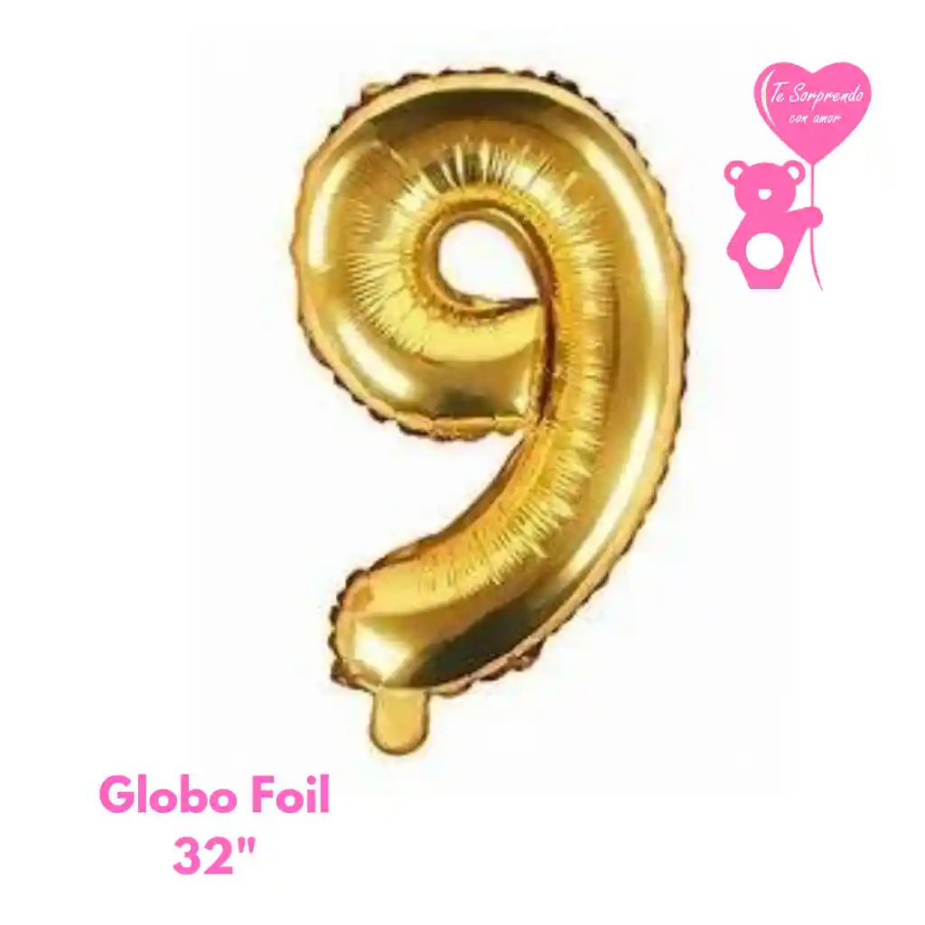 Globo Foil Numero 9 32" Dorado Metalizado