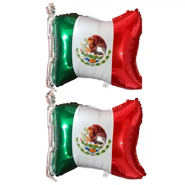 Globo Bandera Mexicana Fiesta Mexicana Metalizado X2 Piezas