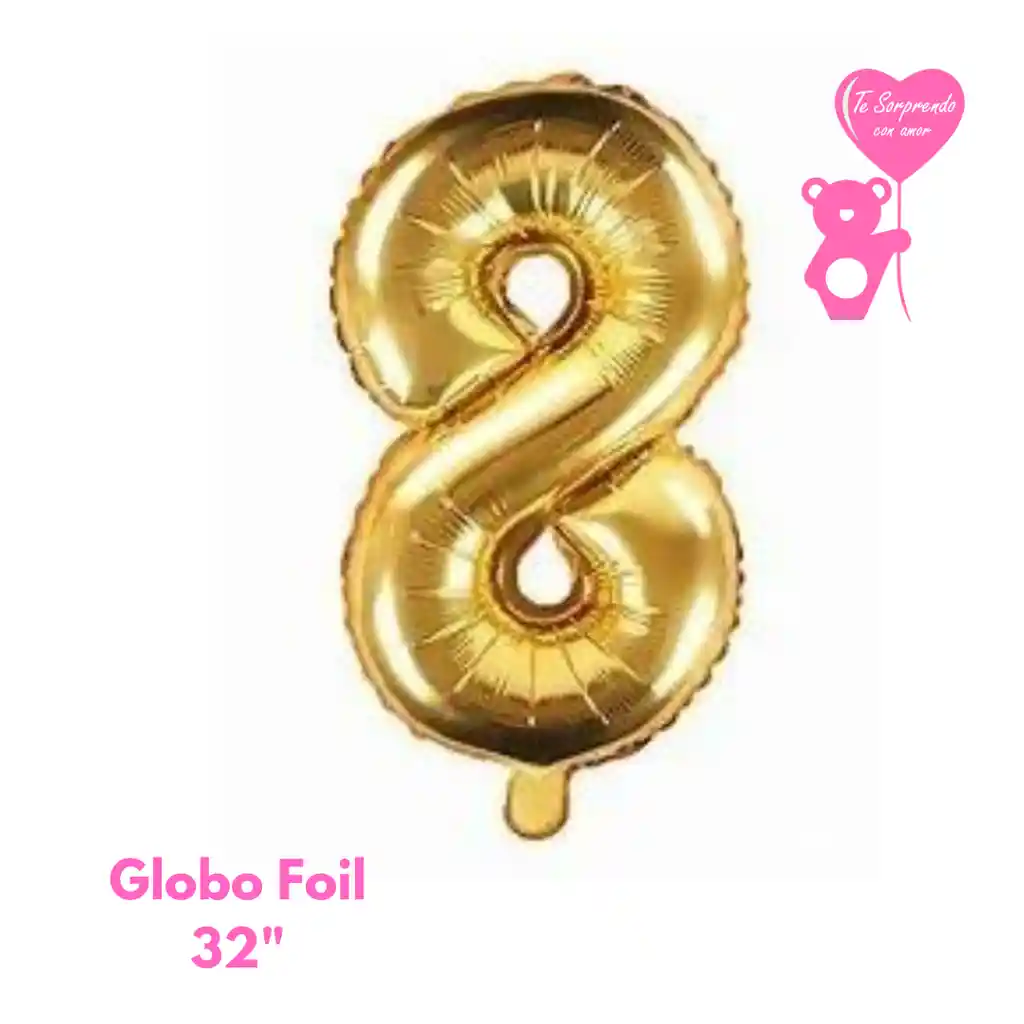 Globo Foil Numero 8 32" Dorado Metalizado