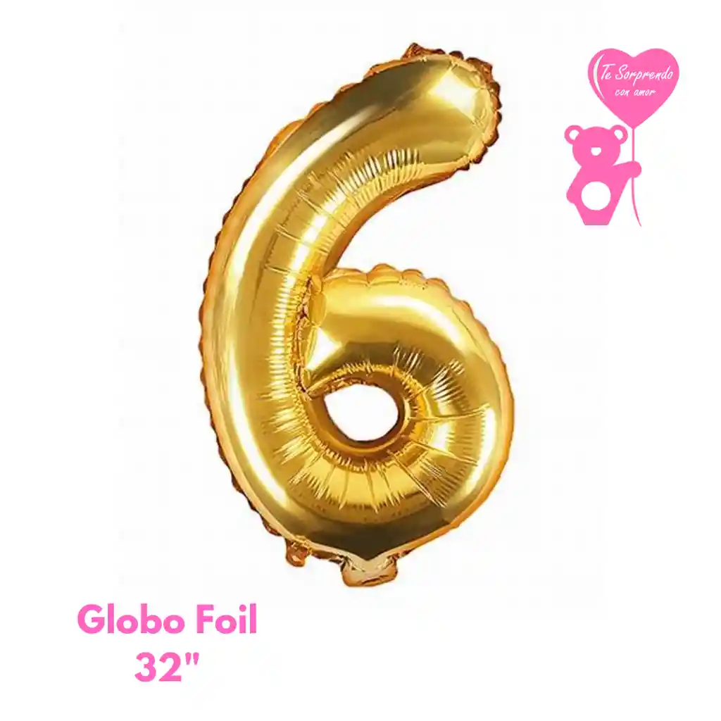 Globo Foil Numero 6 32" Dorado Metalizado