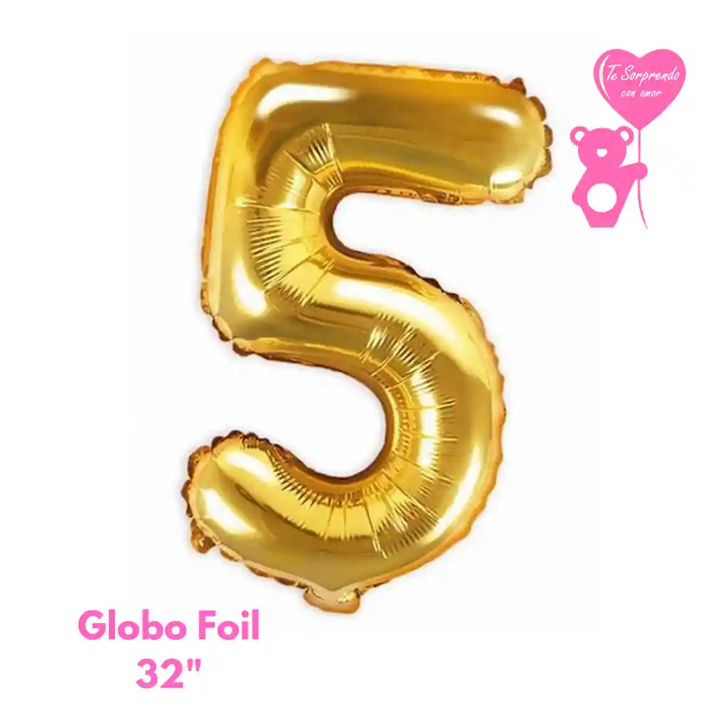 Globo Foil Numero 5 32" Dorado Metalizado