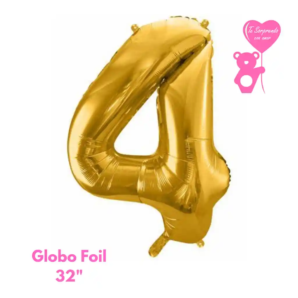 Globo Foil Numero 4 32" Dorado Metalizado