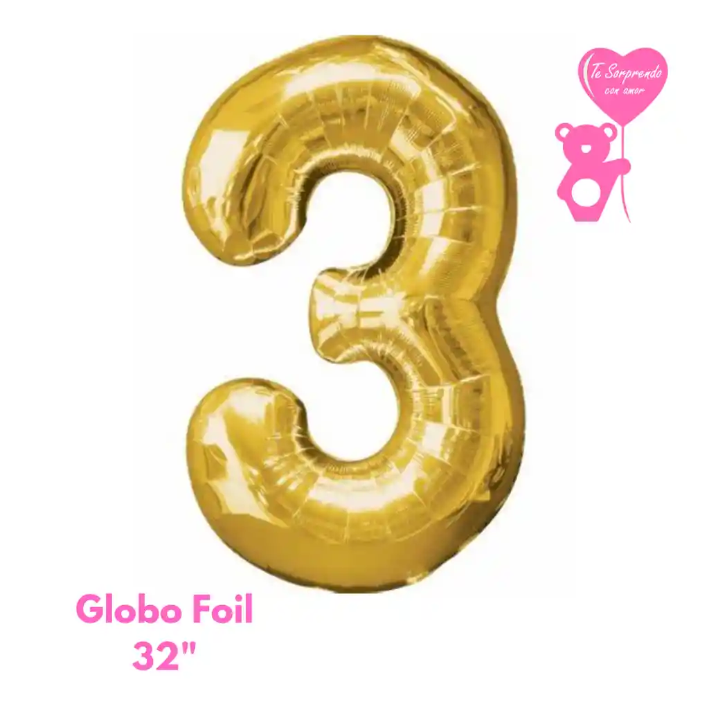 Globo Foil Numero 3 32" Dorado Metalizado