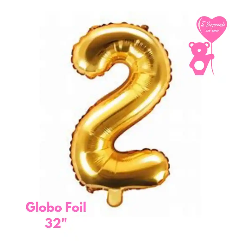 Globo Foil Numero 2 32" Dorado Metalizado