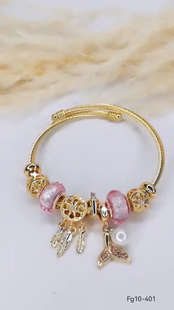 Pulsera Tipo Pandora Sirena Rosada