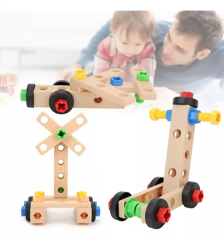 Juego De Construcción Herramientas De Madera Para Jugar Niños