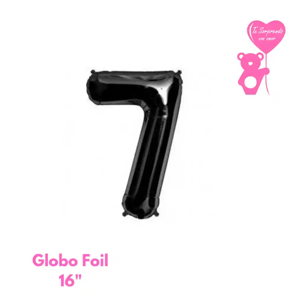 Globo Foil Numero 7 Negro 16"-18" Metalizado