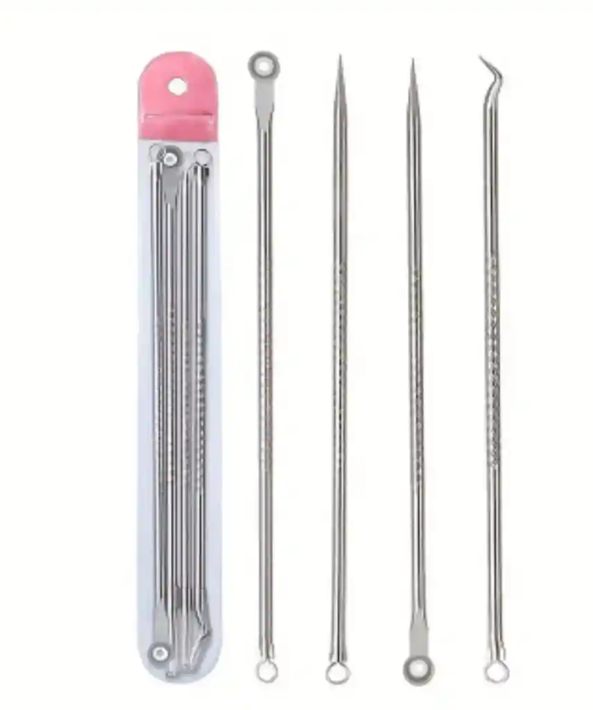 Kit De 4 Eliminadores De Acné, Herramientas De Belleza, Extractor De Acné De Granos De Acero Inoxidable