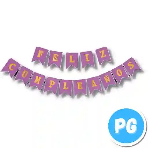 Aviso De Feliz Cumpleaños Lila Con Letras Doradas - 11x181 Centimetros - Decoracion