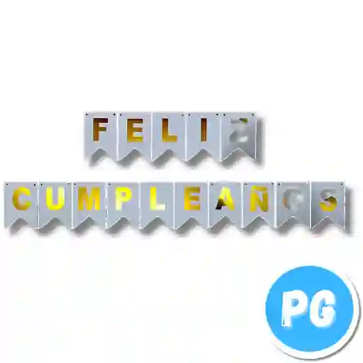 Aviso De Feliz Cumpleaños Plateado Con Letras Doradas - 11x181 Centimetros - Decoracion