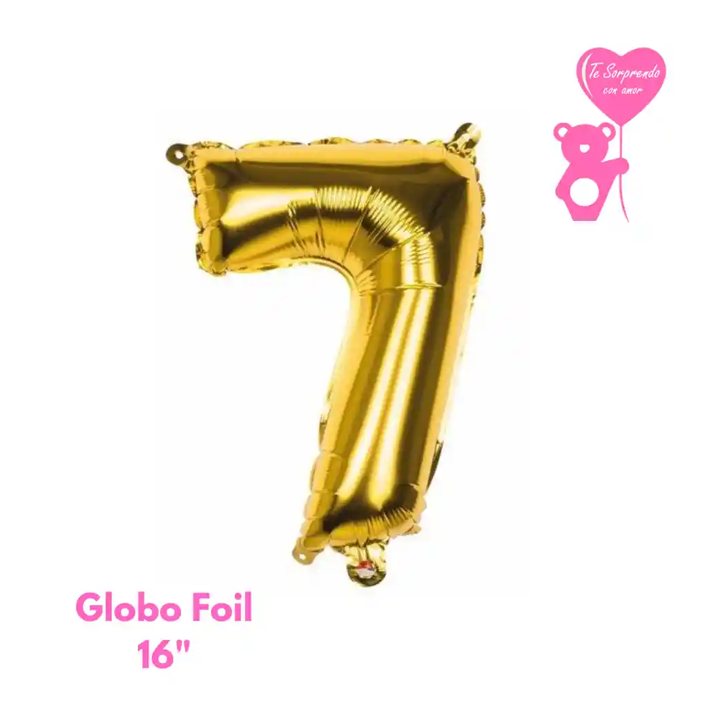 Globo Foil Numero 7 Dorado 16" Metalizado