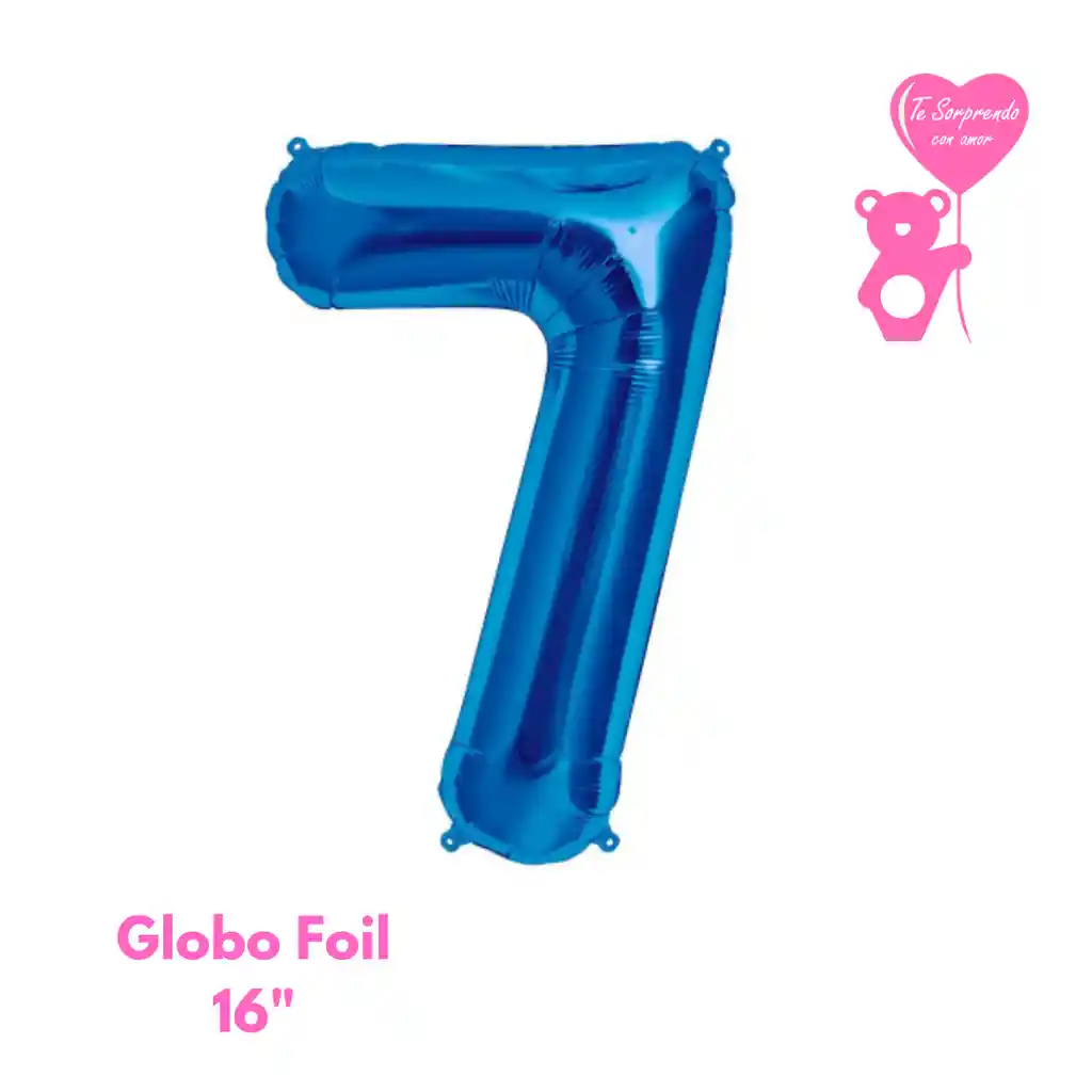 Globo Foil Numero 7 Azul 16" Metalizado