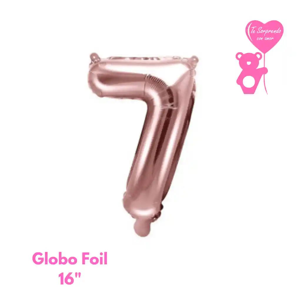 Globo Foil Numero 7 Oro Rosa 16" Metalizado