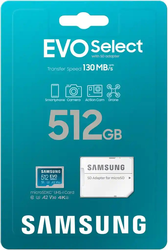 Memoria Samsung Evo Select 512 Gb Hasta 130 Mb/s Para Nintendo Switch