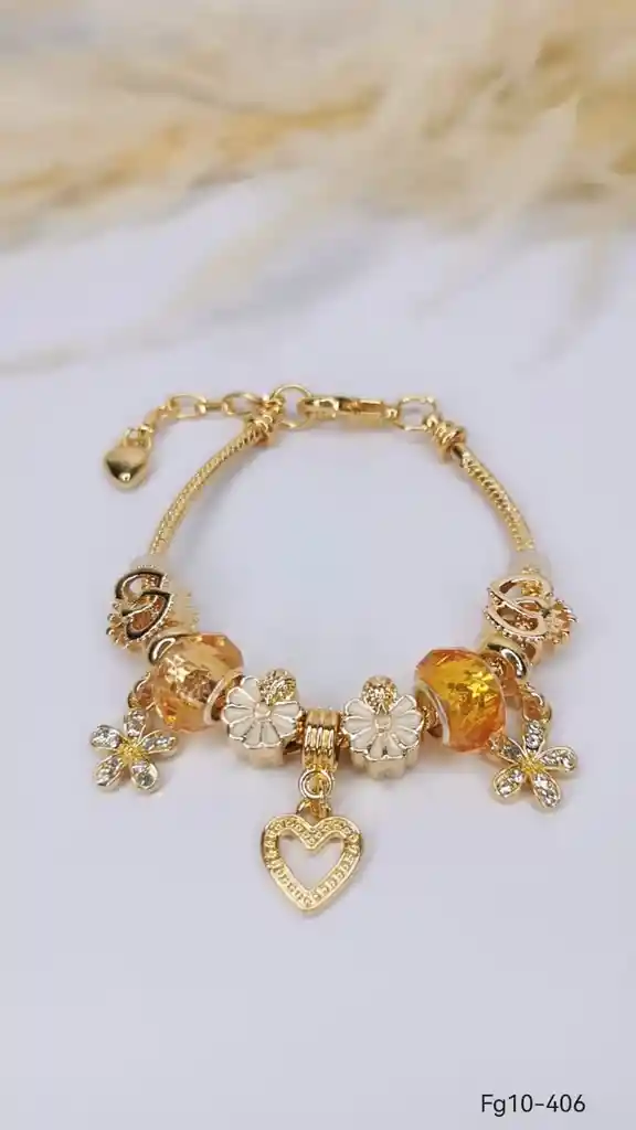 Pulsera Tipo Pandora Corazon De Miel