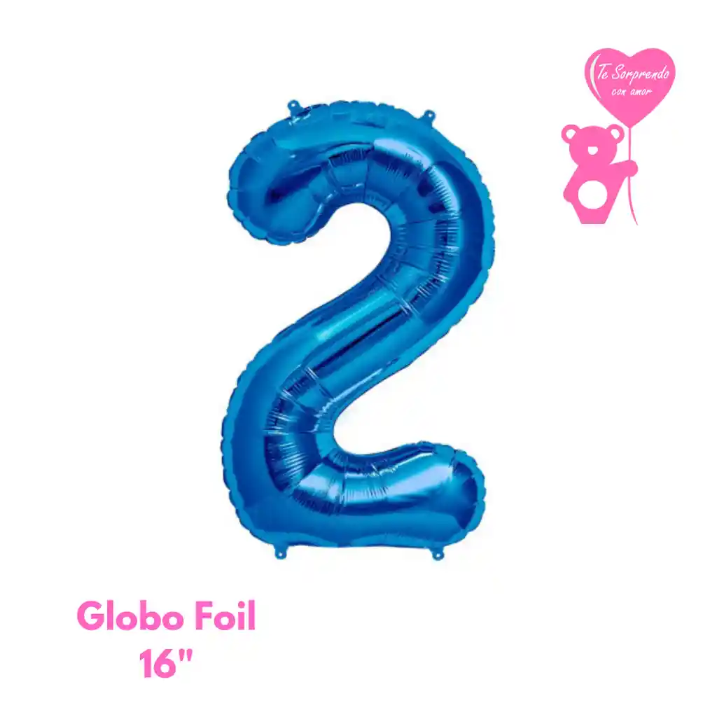 Globo Foil Numero 2 Azul 16" Metalizado