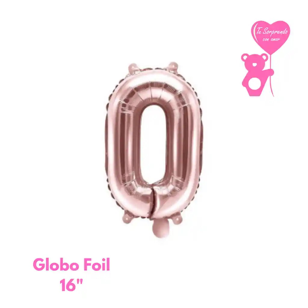 Globo Foil Numero 0 Oro Rosa 16" Metalizado