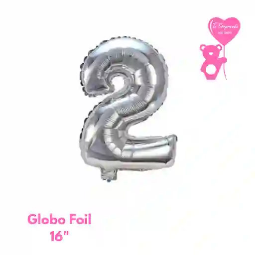 Globo Foil Numero 2 Plateado 16" Metalizado