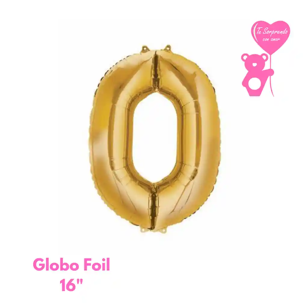 Globo Foil Numero 0 Dorado 16" Metalizado