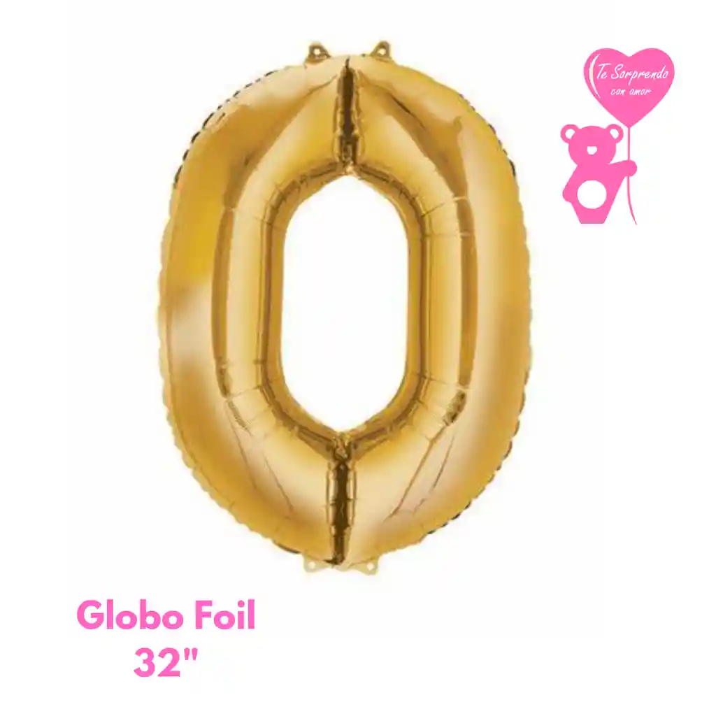 Globo Foil Numero 0 32" Dorado Metalizado