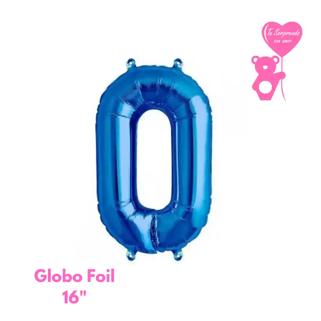 Globo Foil Numero 0 Azul 16" Metalizado