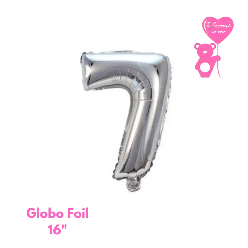 Globo Foil Numero 7 Plateado 16" Metalizado