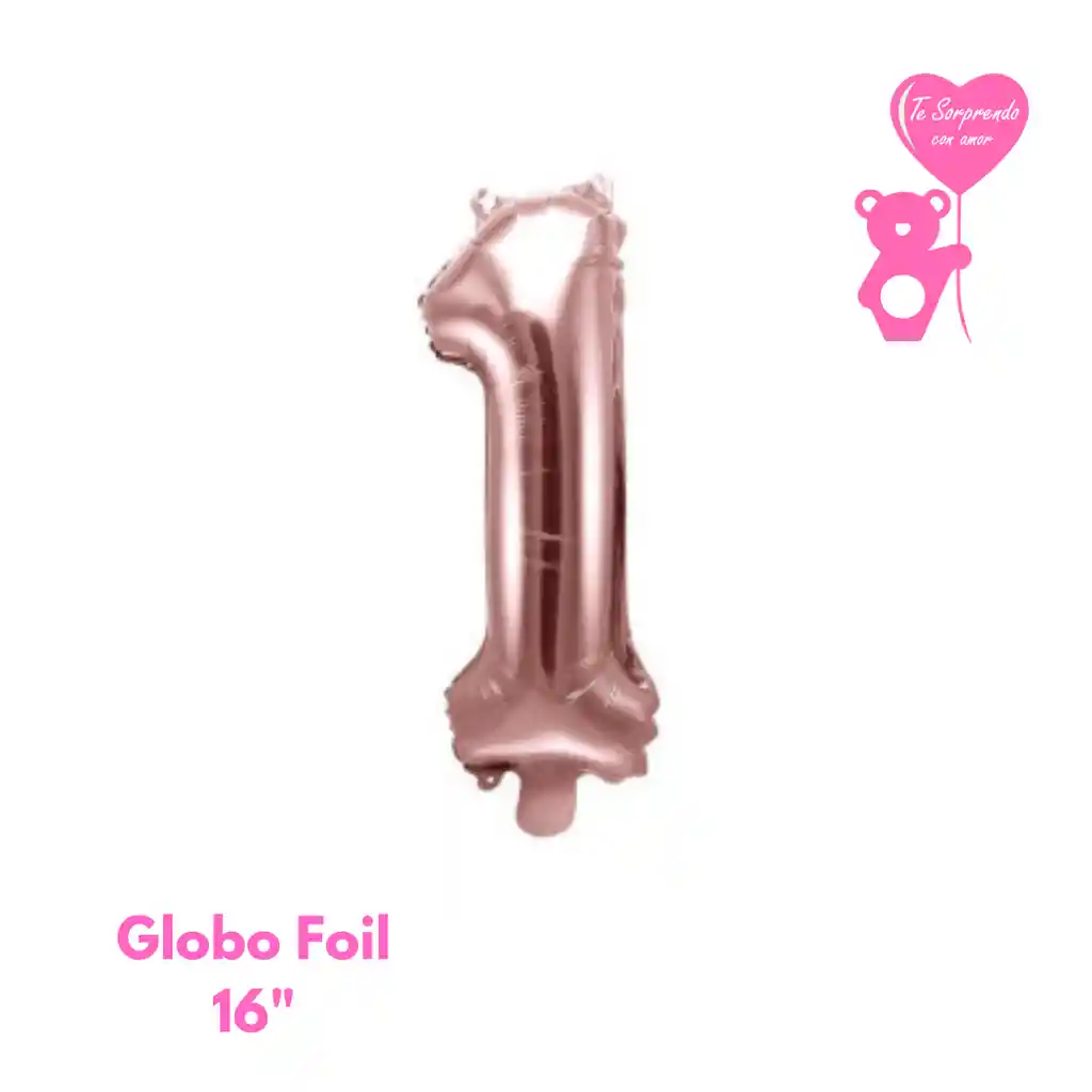 Globo Foil Numero 1 Oro Rosa 16" Metalizado