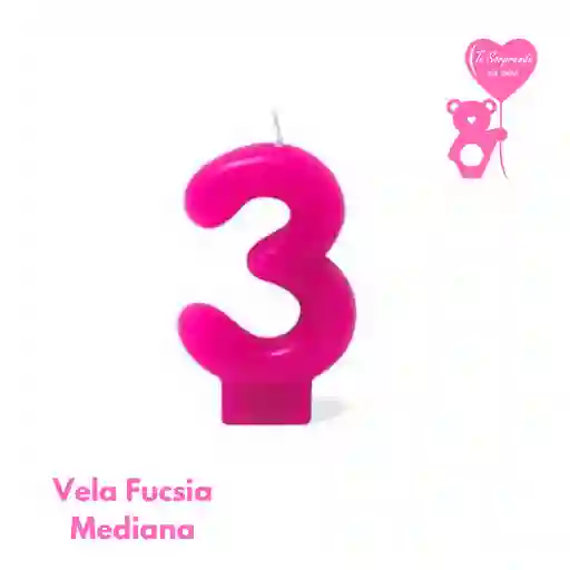 Vela Fucsia Numero 3 Cumpleaños